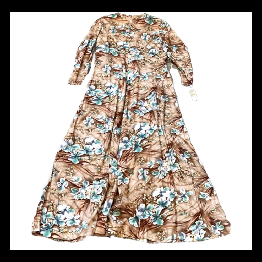 NWT Vintage Brown Floral Maxi Dress Size 20